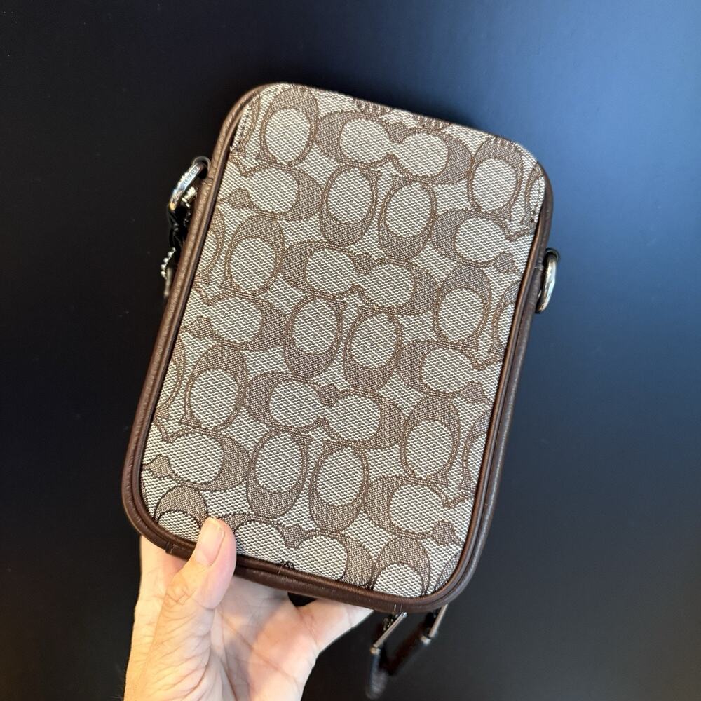 NWT Coach Men's Stanton Crossbody In Signature Jacquard Silver/Oak/Maple CH097 - Picture 7 of 13